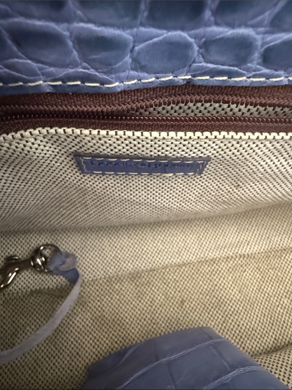 Dooney and Burke Leather Croc-Embossed Shoulder Bag in Lavender - Picture 5 of 5